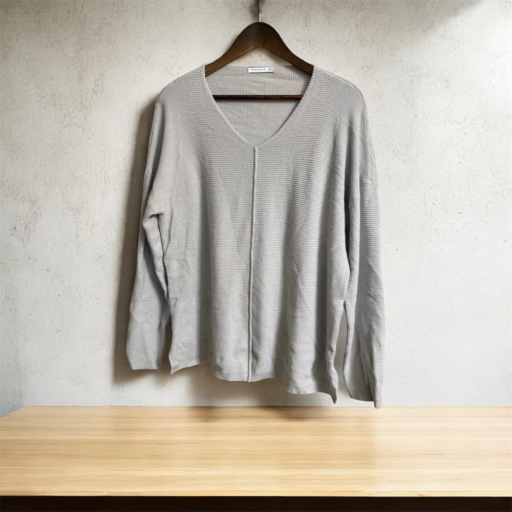 STACCATO Taupe Knit V-Neck Top